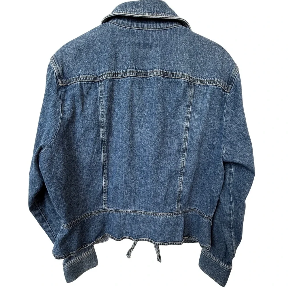 Signature‎ Jones NY Denim Button Up Tie Front Shirt Jacket Women's L - Picture 3 of 6